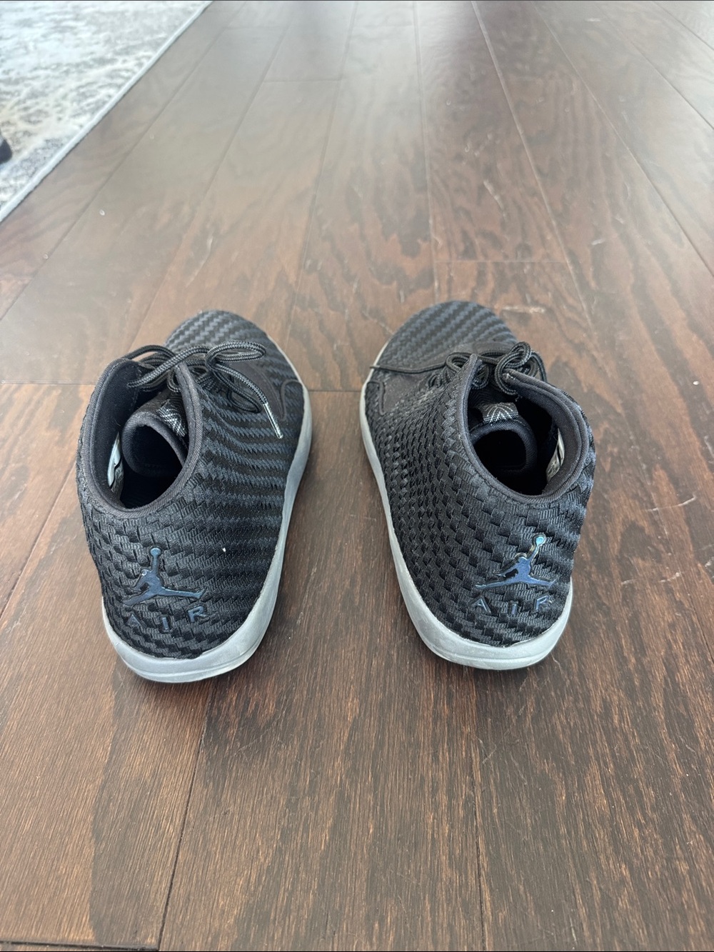 Jordan Black Knit Sneakers with Grey Soles